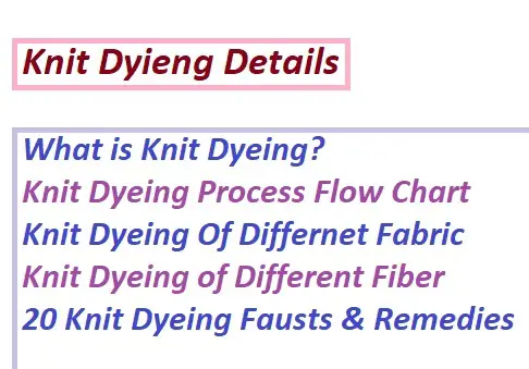 Knit Dyeing Details