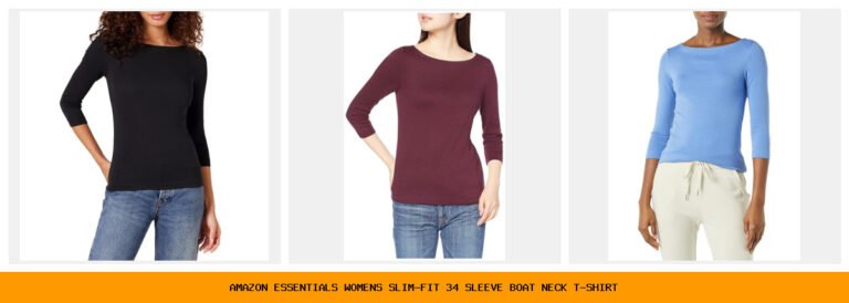 amazon essentials women's slim-fit 3/4 sleeve boat neck t-shirt