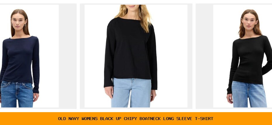 old navy women's black up chipy boatneck long sleeve t-shirt