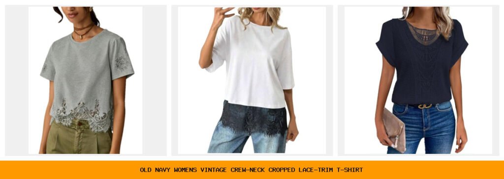 old navy women's vintage crew-neck cropped lace-trim t-shirt