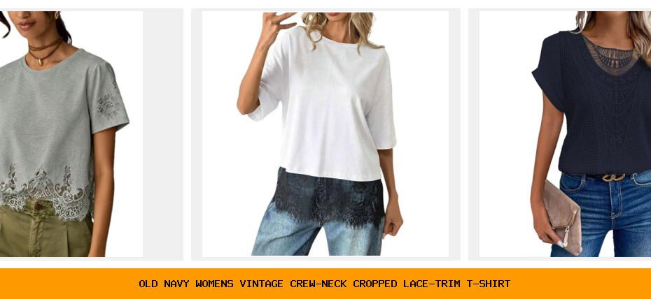 old navy women's vintage crew-neck cropped lace-trim t-shirt